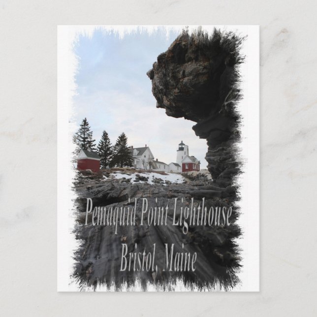Cartão Postal Farol de Pemaquid Point em Bristol, Maine (Frente)