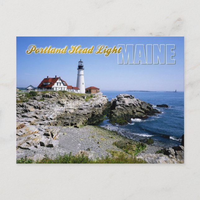 Cartão Postal Farol de Portland Head, Cabo Elizabeth, Maine (Frente)