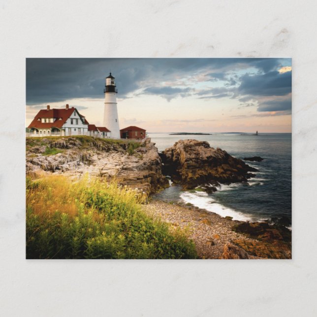Cartão Postal Farol de Portland Head | Cape Elizabeth, Me (Frente)