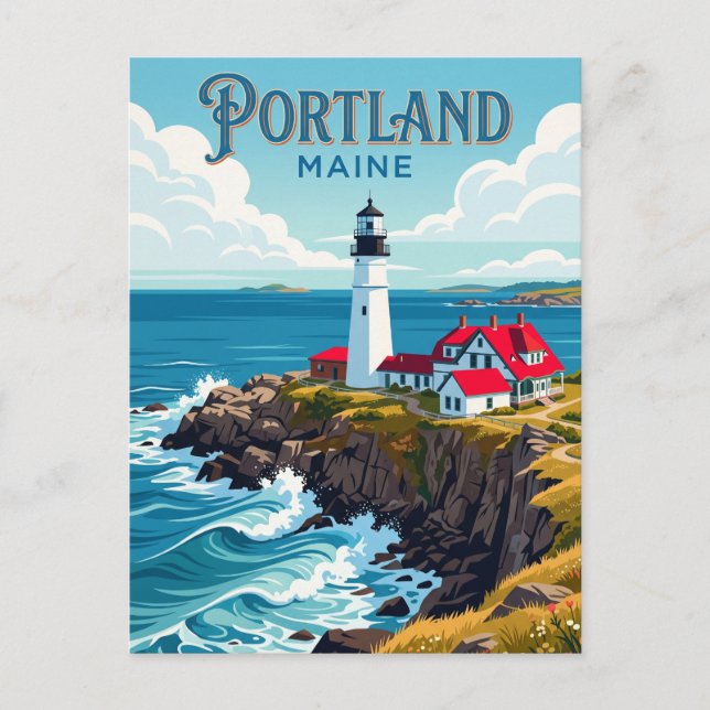 Cartão Postal Farol de Portland Head EUA (Frente)