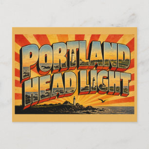 Cartão Postal Farol de Portland Head Maine Falésias Rochosas Art
