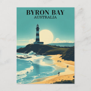 Cartão Postal Farol de praia de Vintage Bay Austrália Byron Bay