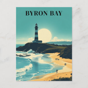 Cartão Postal Farol de praia de Vintage Bay Austrália Byron Bay