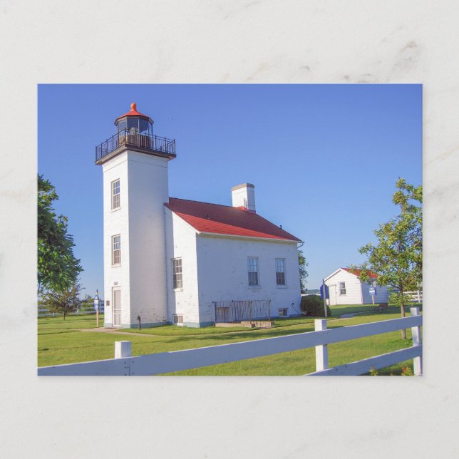 Cartão Postal Farol de Sand Point, Escanaba, Michigan  (Frente)
