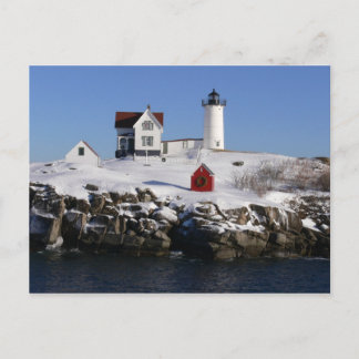 Cartão Postal Farol de seixo no inverno