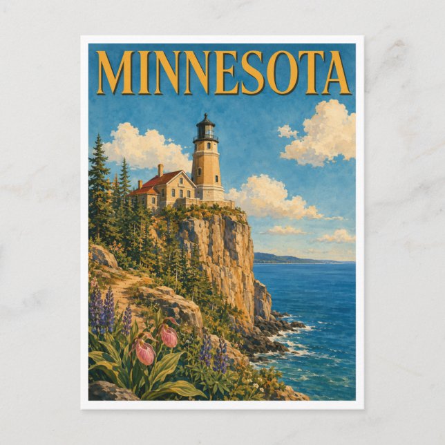Cartão Postal Farol de Split Rock Minnesota GeoSaga (Frente)