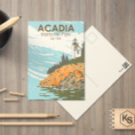 Cartão Postal Farol do Bar Harbor do Acadia National Park<br><div class="desc">Acadia vetor trabalho de arte design. O Parque Nacional Acadia fica principalmente na Ilha do Monte Deserto,  em Maine. A sua paisagem é marcada por florestas,  praias rochosas e picos granitos salgados por geleiras,  como a Montanha Cadillac.</div>