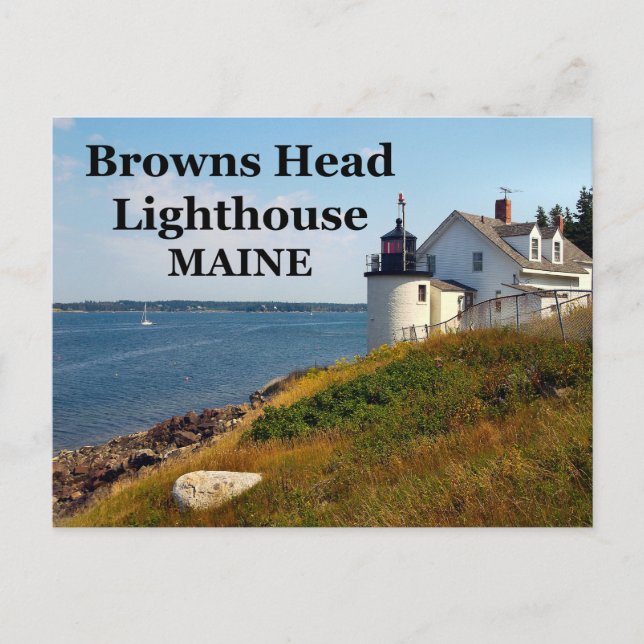 Cartão Postal Farol do Cabeça de Browse, Cartão-Postal Maine (Frente)