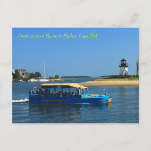 Cartão Postal Farol do Porto de Hyannis Barco Pato Cape Cod