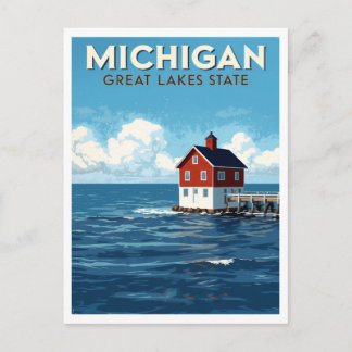 Cartão Postal Farol dos Grandes Lagos de Michigan