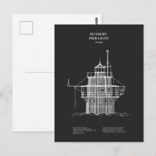 Cartão Postal Farol Duxbury Pier Light - Massachusetts – PD