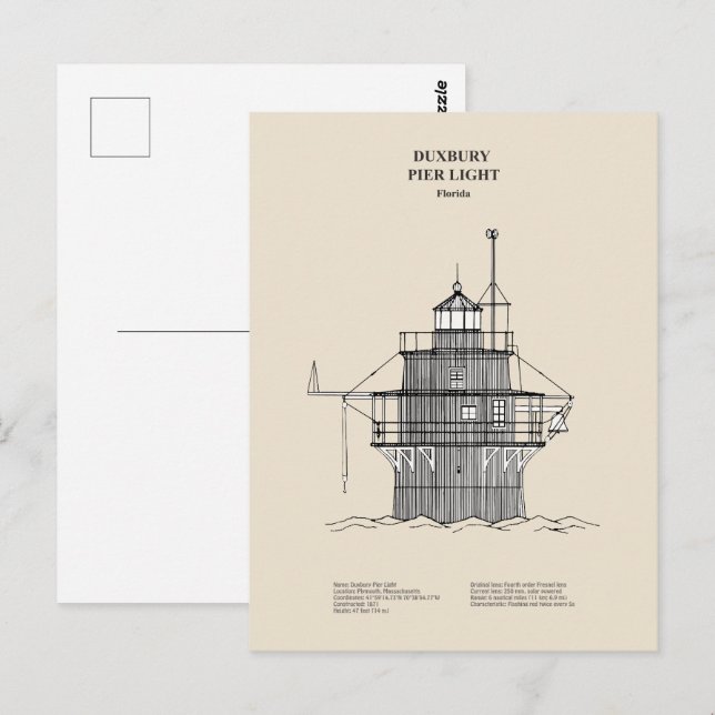 Cartão Postal Farol Duxbury Pier Light - Massachusetts - SBD (Frente/Verso)