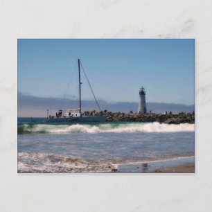 Cartão Postal Farol e Barco chegando ao Cartão-Postal de Curta