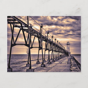 Cartão Postal Farol e píer de Grand Haven, Grand Haven