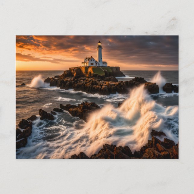 Cartão Postal Farol em Mar Agitado (Frente)