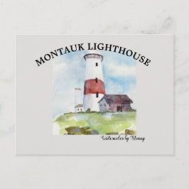 Cartão Postal Farol Montauk da Placa de posto