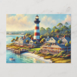Cartão Postal Farol na cidade de Harbor, Carolina do Sul
