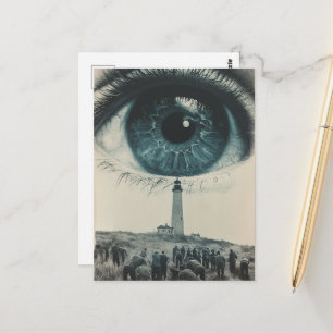 Cartão Postal Farol Olho Surreal Vintage