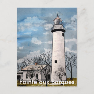 Cartão Postal Farol Pointe aux Barques porto esperança michigan