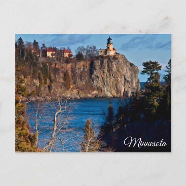 Cartão Postal Farol Split Rock Minnesota Quebra-Cabeça (Frente)