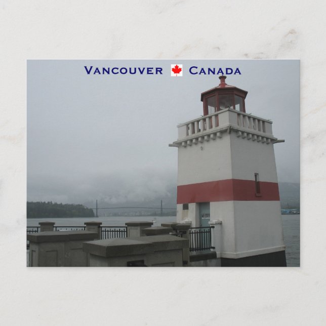 Cartão Postal Farol Stanley Park Vancouver Canadá (Frente)