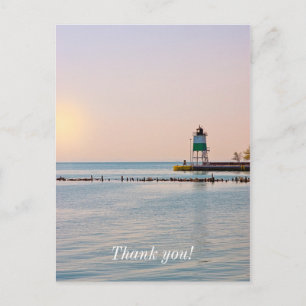 Cartão Postal Farol Sudeste do Porto de Chicago Obrigado