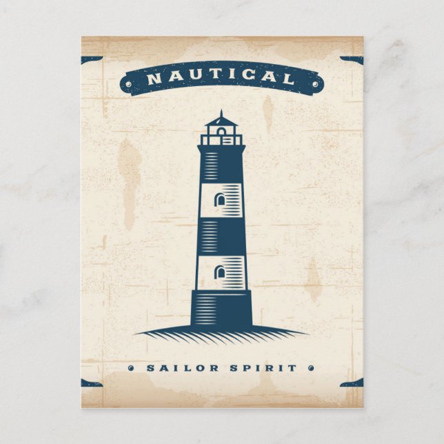 Cartão Postal Farol Vintage Poster 1 (Frente)