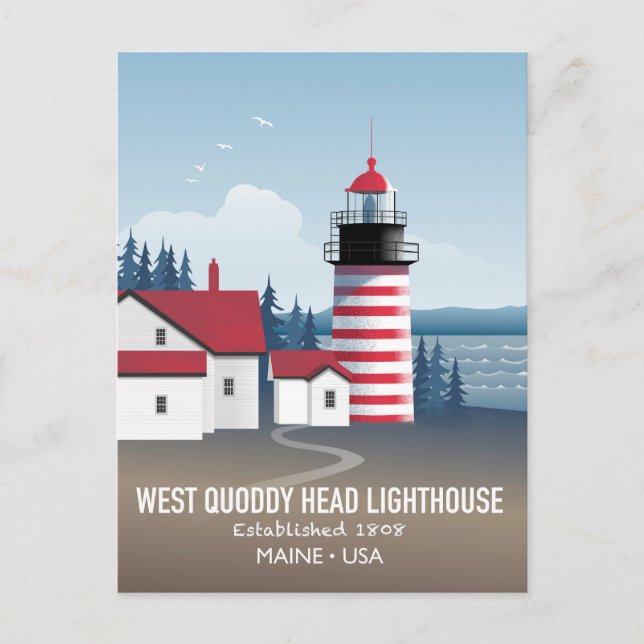 Cartão Postal Farol West Quoddy Head (Frente)