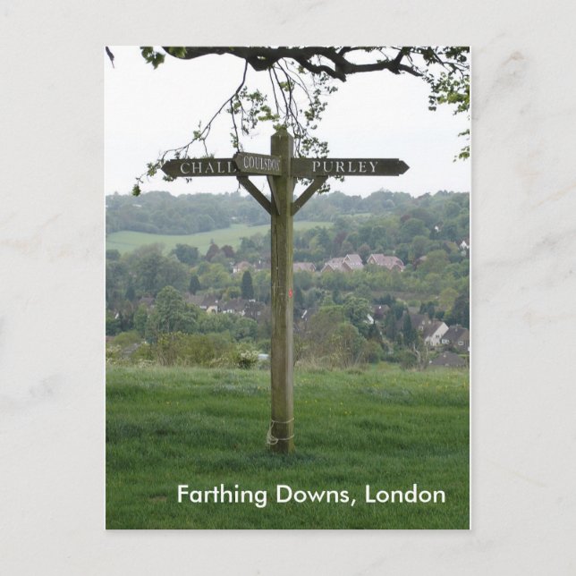 Cartão Postal Farthing Downs Signpost, Londres (Frente)