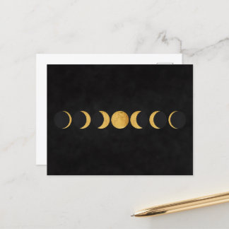 Cartão Postal Fase Dourada da lua: fundo texturizado preto