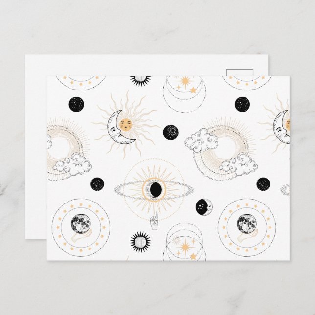Cartão Postal Fases da lua solares planetas retrorreflectores es (Frente/Verso)