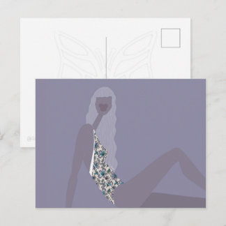 Cartão Postal Fashion Illustration Chic Woman Purple Modern Art