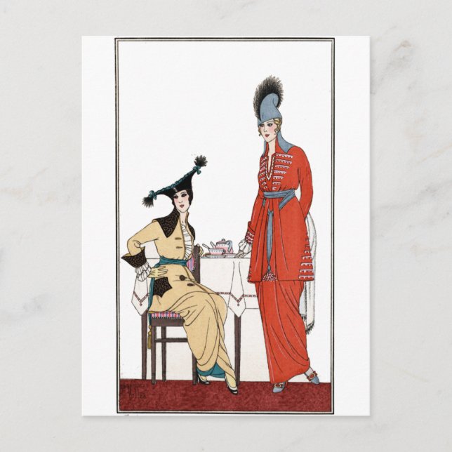 Cartão Postal Fashionable Vintage Tarde Tea (Frente)