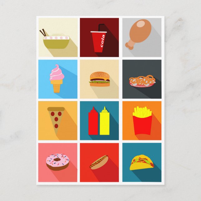 Cartão Postal Fast food do divertimento (Frente)