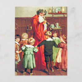 Cartão Postal Father Christmas Blowing The Horn