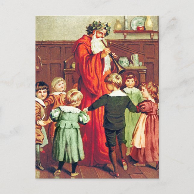 Cartão Postal Father Christmas Blowing The Horn (Frente)