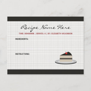 Cartão Postal Fatia da Placa de Receita de Bolo