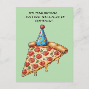Cartão Postal Fatia de Aniversário com Humor Seco