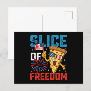 Cartão Postal Fatia de Liberdade Pizza de 4 de Julho Óculos de S