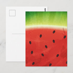 Cartão Postal Fatia gigante de melancia em aquarela fofa engraça