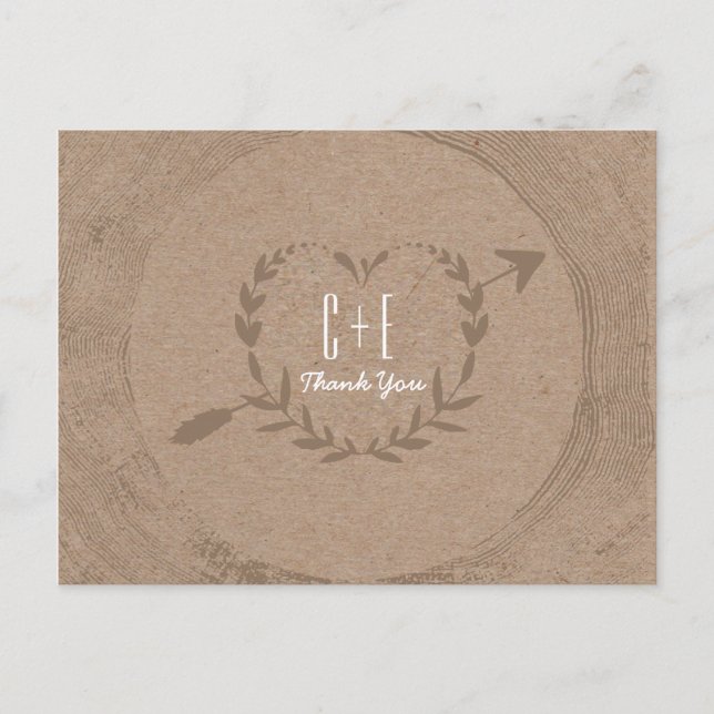 Cartão Postal Fatia Rústica De Madeira | Obrigado Cartão-Postal (Frente)