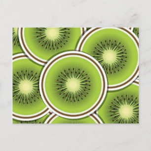 Cartão Postal Fatias de fruta de kiwi funky