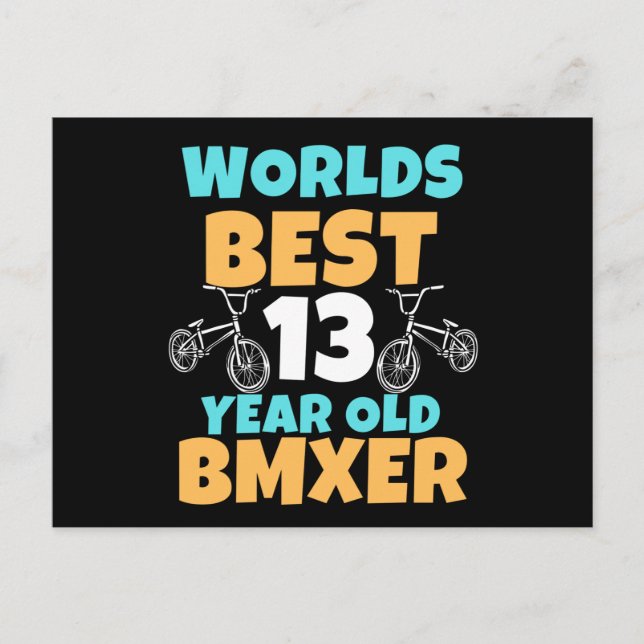 Cartão Postal Fato de aniversário de 13 anos para festa de BMX (Frente)