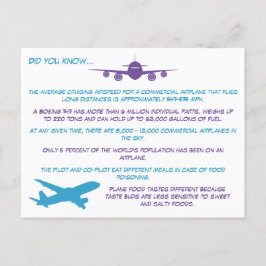 Cartão Postal Fatos Divertidos e Interessantes Sobre o Avião