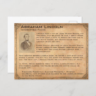 Cartão Postal Fatos Interessantes Sobre Abraham Lincoln