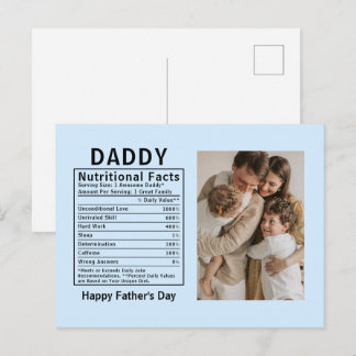 Cartão Postal Fatos Nutricionais Personalizados do Dia dos Pais 