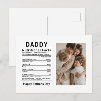 Cartão Postal Fatos Nutricionais Personalizados do Papai no Dia 