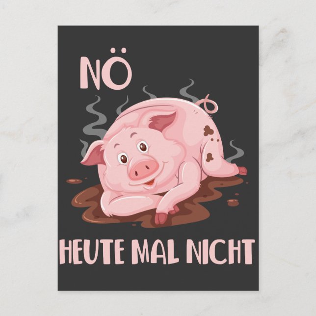 Cartão Postal Faules Schwein Keine Lust Schweinchen Bauernhof (Frente)
