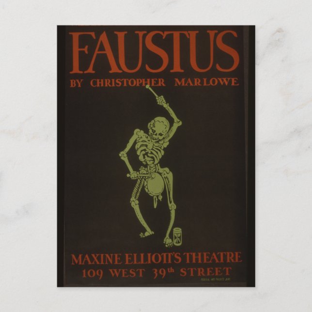Cartão Postal Faustus Poster Vintage Retro Skeleton (Frente)