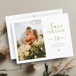 Cartão Postal Faux Dourado | Chic Minimal Save the Date Photo